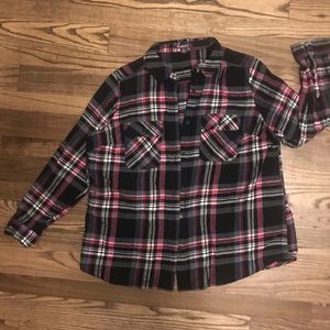 Black, pink and white flannel shirt in 18W